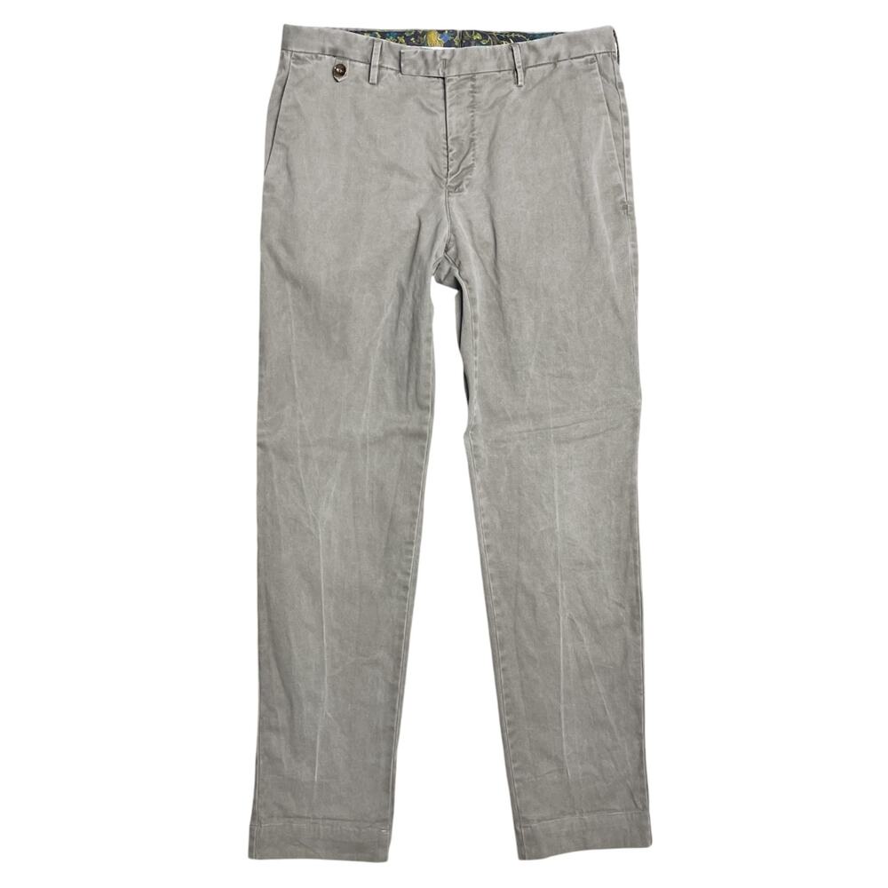 PT TORINO Slim Fit Stretch Flat Front Cotton Chino Pants in Taupe Sz 46 (US 32)